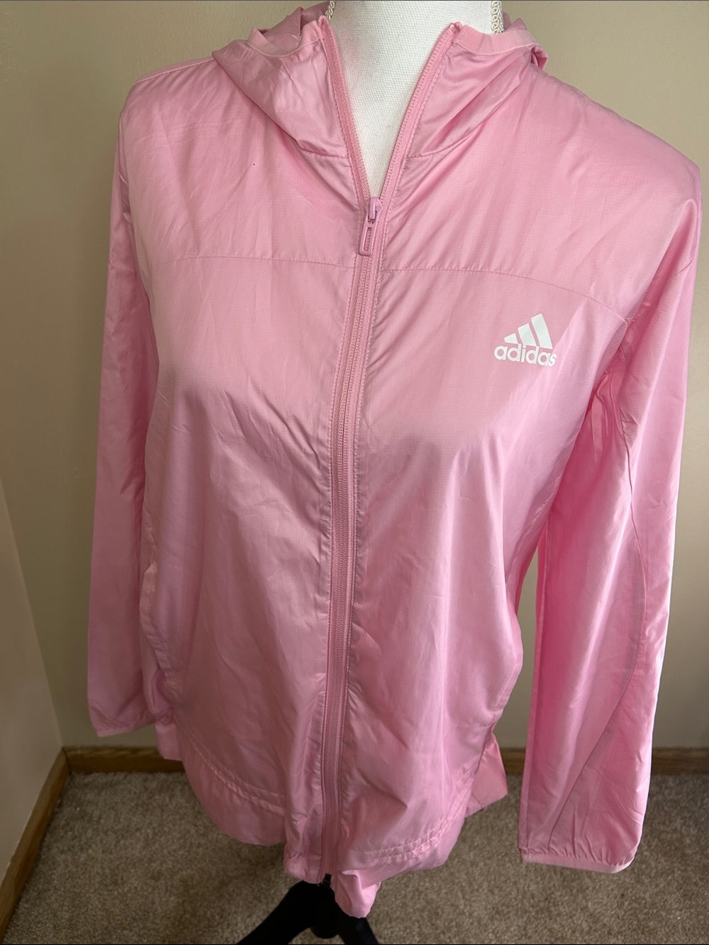 adidas Light Pink Hooded Windbreaker Jacket